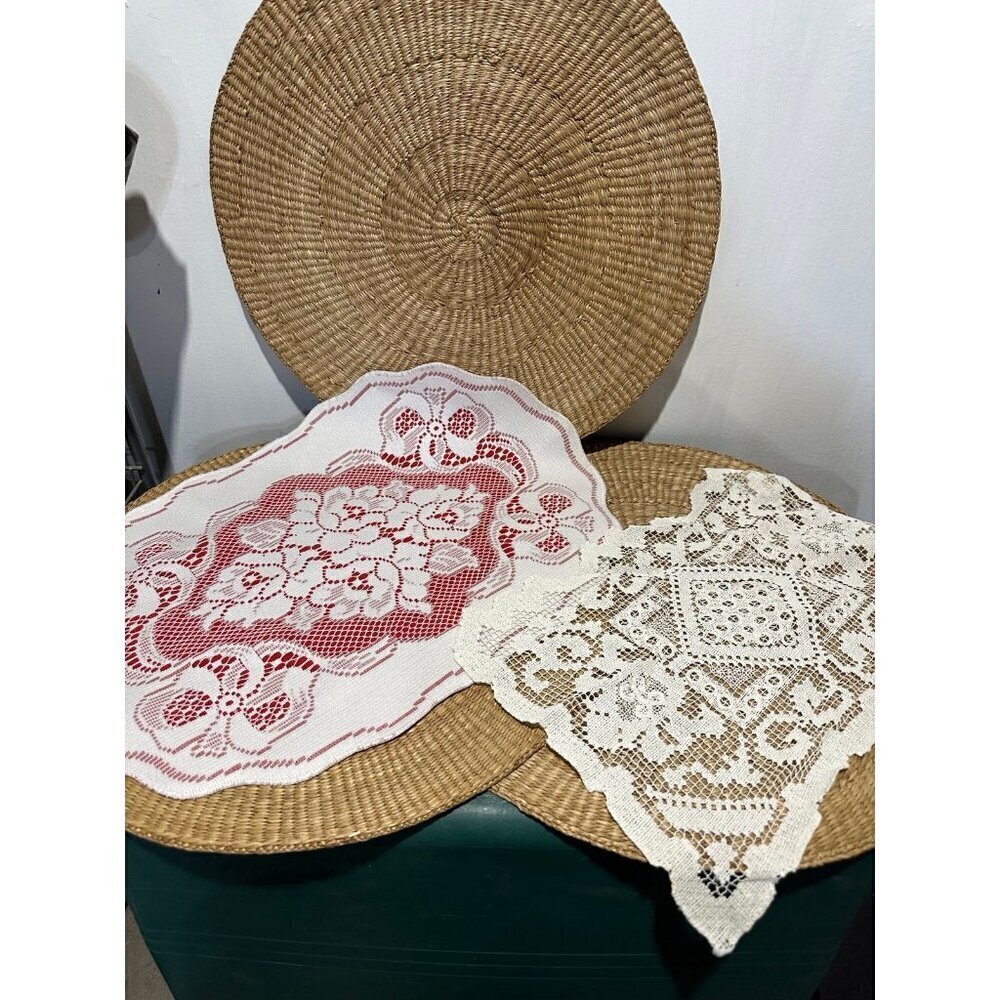 Vintage 2 piece white lace fabrics